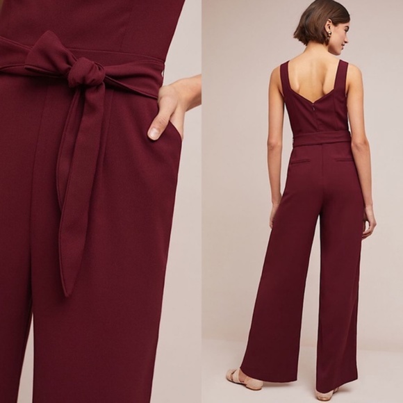 Anthropologie The Essential Jumpsuit Maroon 16 New - Picture 6 of 10